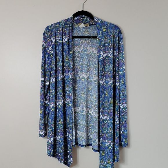 Ella Samani Blue Abstract Cardi 1X - Picture 1 of 7